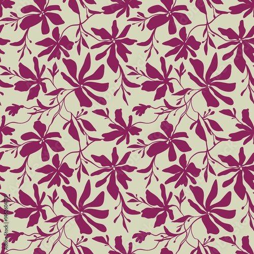 Seamless floral raster dainty beige delicate ink vintage handmade pattern for fabric design, decor, ceramics, greeting cards, flowers, texture print on a beige background