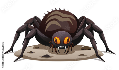 Aggressive Trapdoor Spider Attacking From Burrow