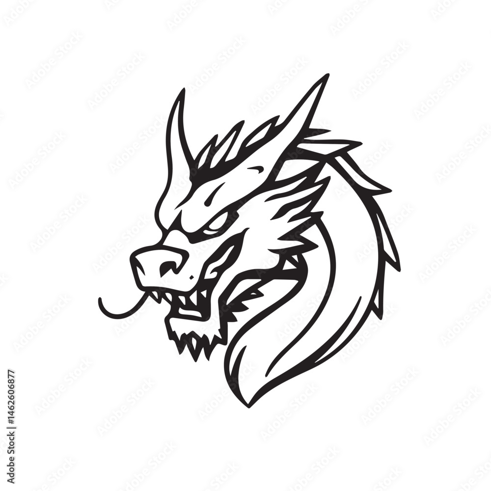 Fototapeta premium Dragon logo. Dragon head logo design. Illustration of dragon head. 