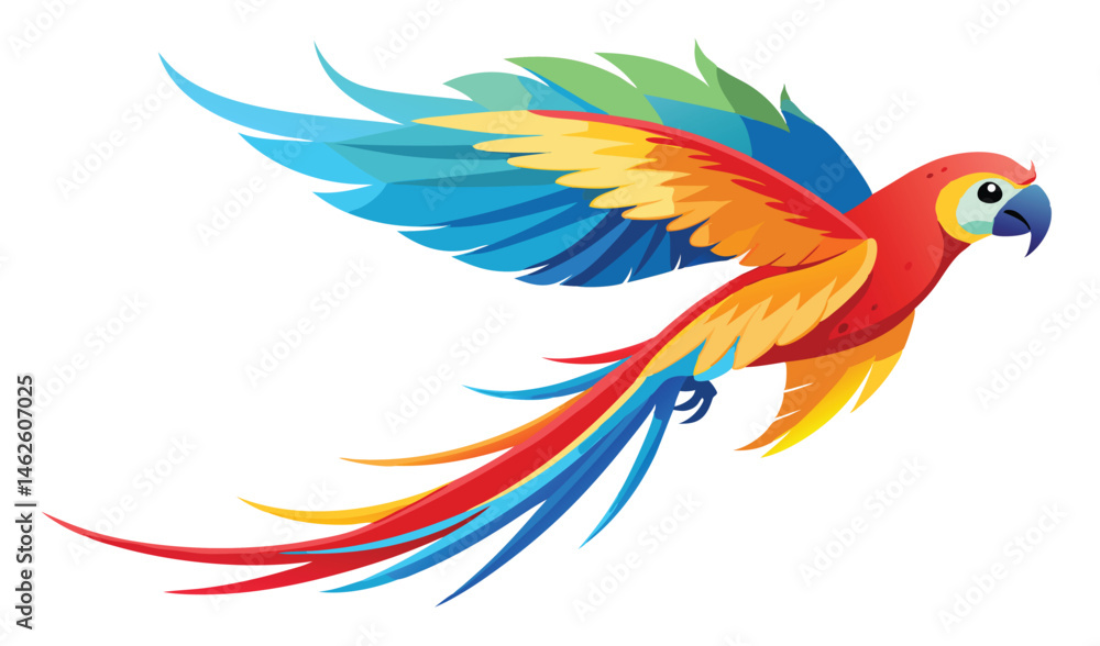 Fototapeta premium Colorful Macaw in Mid Flight with Vibrant Feathers