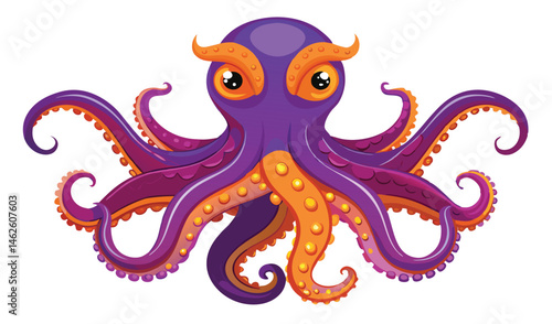 Octopus Spreading Tentacles in Underwater Display