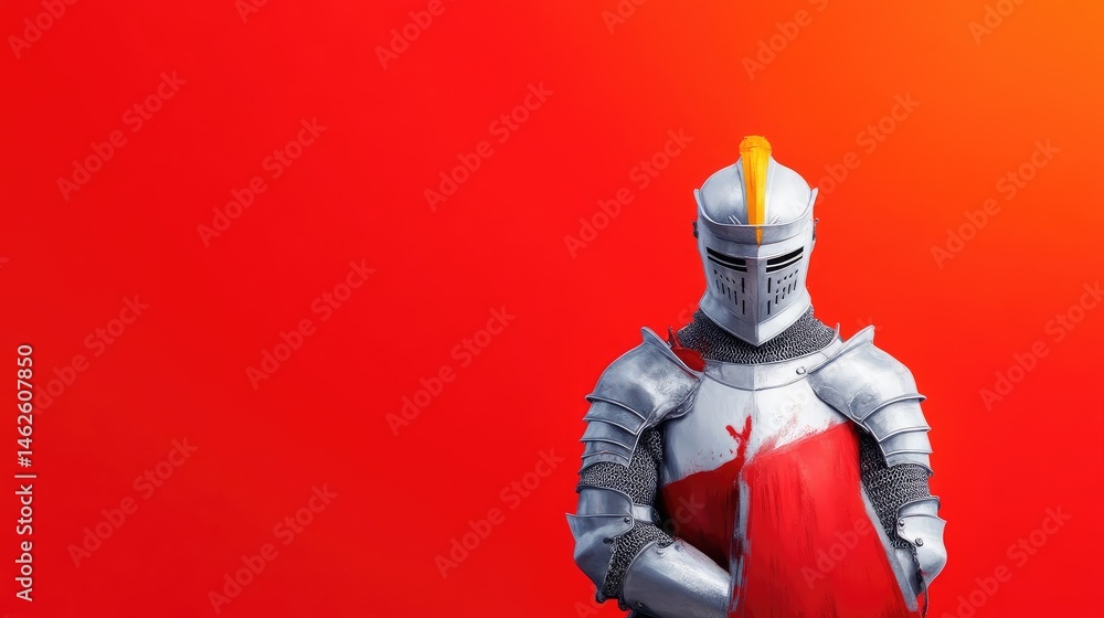 Fototapeta premium Medieval knight in full plate armor