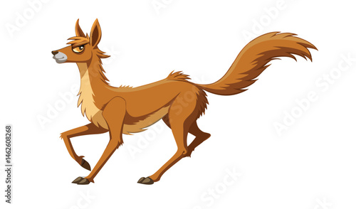 A side profile illustration of a fast-moving, slender brown canine running forward on a white background suitable for presentations.