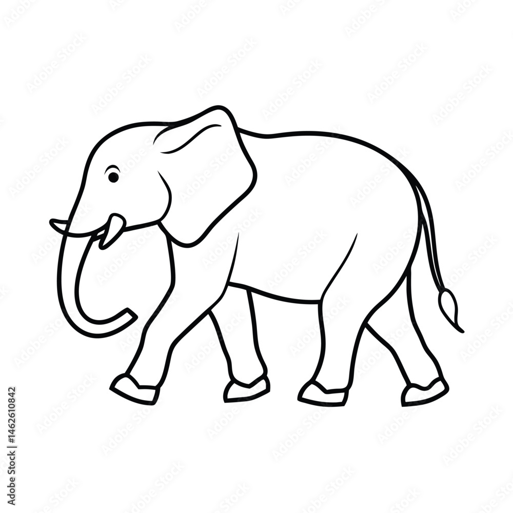 Obraz premium a elephant walking liner art vector art silhouette 