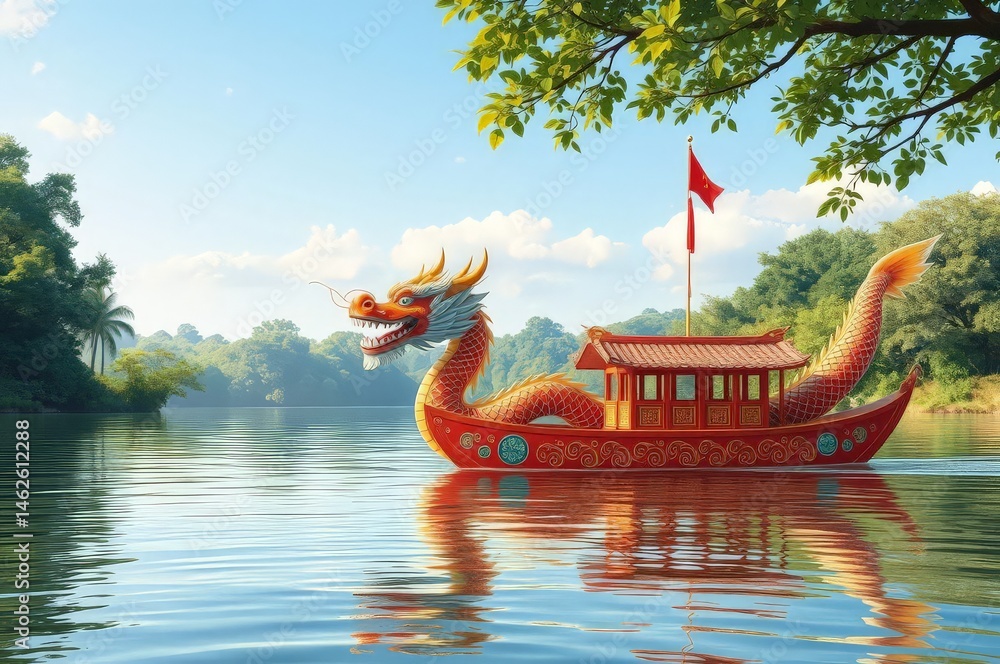 Tranquil Dragon Boat Festival Scene