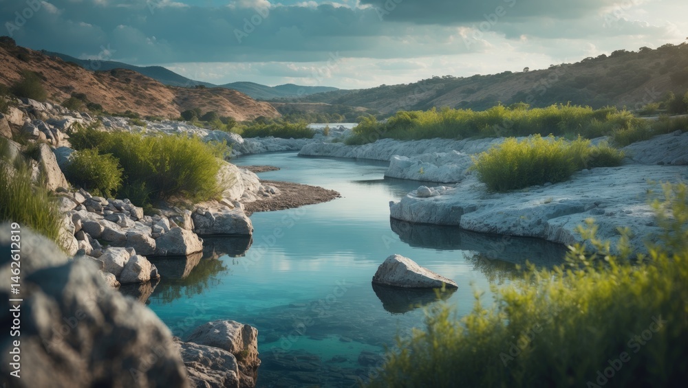 Naklejka premium Beautiful Green and Blue Lake at Blue Lagoon Quarry