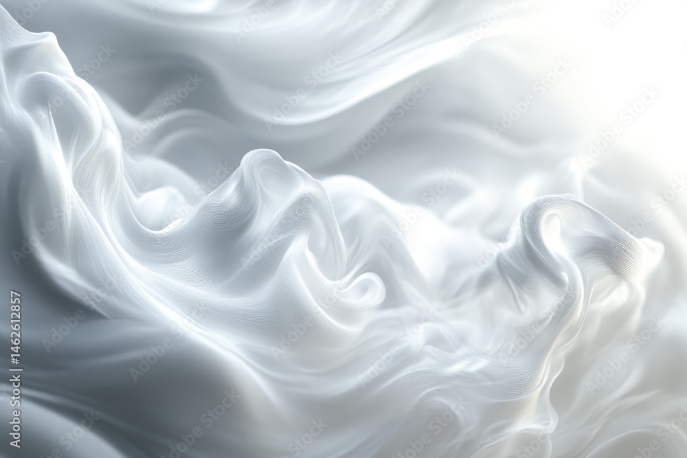 Fototapeta premium Abstract swirls of soft, flowing white substance.