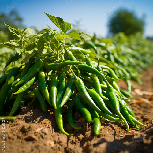Green Chilly Farm and chilly tree or crop