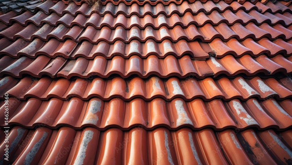 Colorful ceramic roofing with stripes and traditional terracotta in Rome Colorful ceramic roofing with stripes and traditional terracotta in Rome