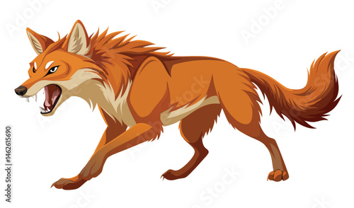 Asian Wild Dog Pouncing with Patchy Reddish Fur