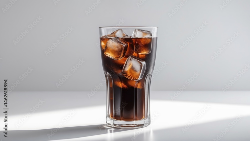 Chilled Americano coffee served in a glass against a white backdrop, isolated Chilled Americano coffee served in a glass against a white backdrop, isolated