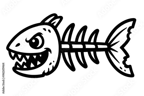 Angry Fish Skeleton Illustration