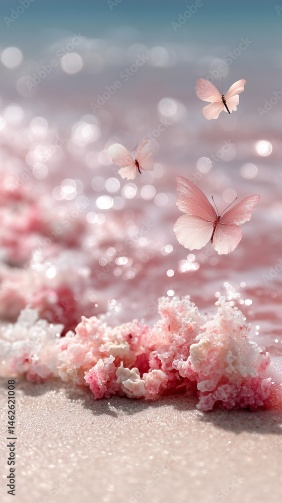 Obraz premium pink butterfly over a sea