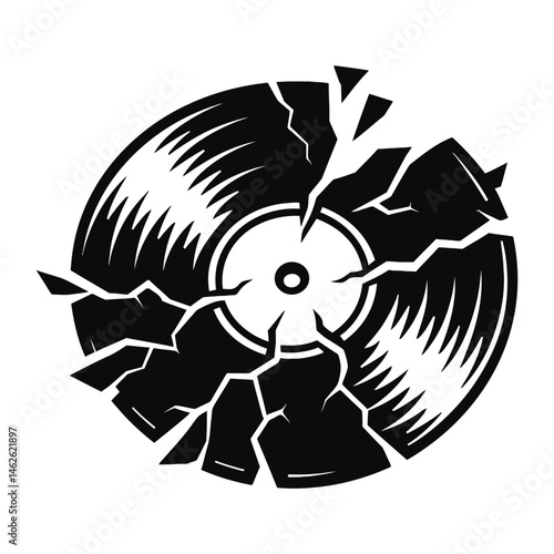 Rest In Grooves: An Illustration Showing a Vinyl Record Broken into Fragments, Symbolizing the End of Music, Damage to Vintage Media, or the Shattering of a Classic Audio Format