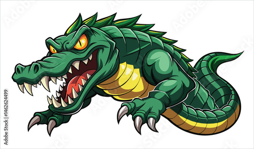 American Alligator Lunging Forward Fully Armored