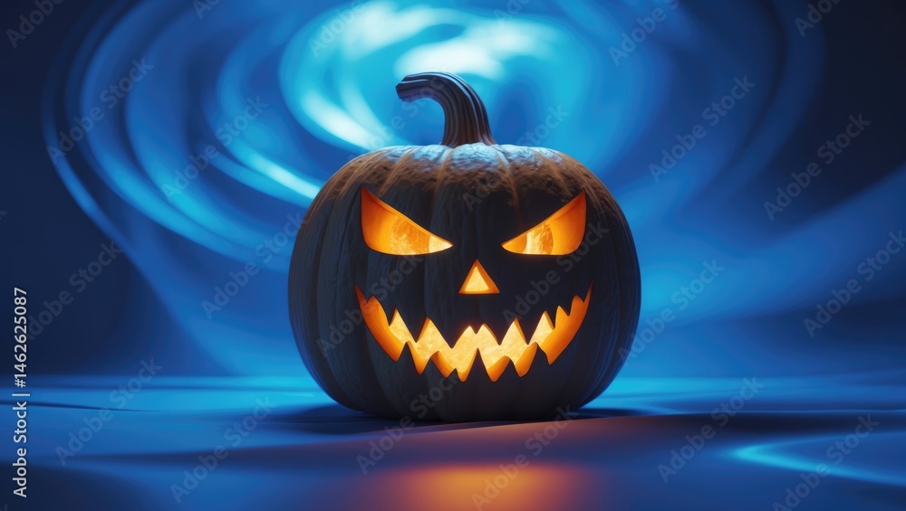 Moody jack-o-lanterns with candles and pumpkins Moody jack-o-lanterns with candles and pumpkins