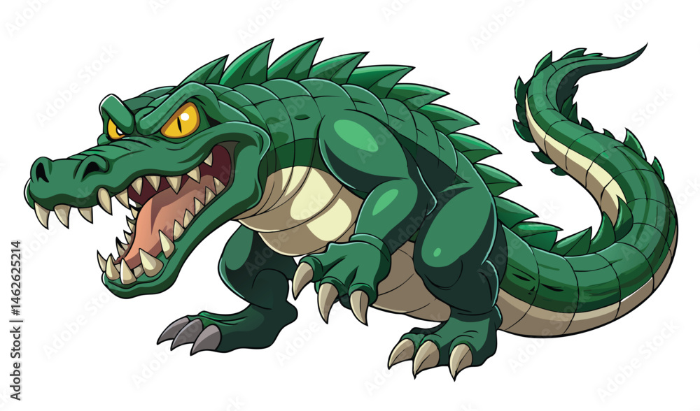 Obraz premium Powerful Alligator Charging with Rugged Hide