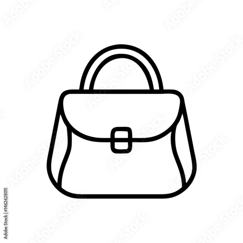 Outline icon of a handbag or purse representing fashion and accessory concept. Simple vector illustration on transparent background for web or app design.