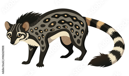 Asian Civet Arched with Defensive Spotted Fur