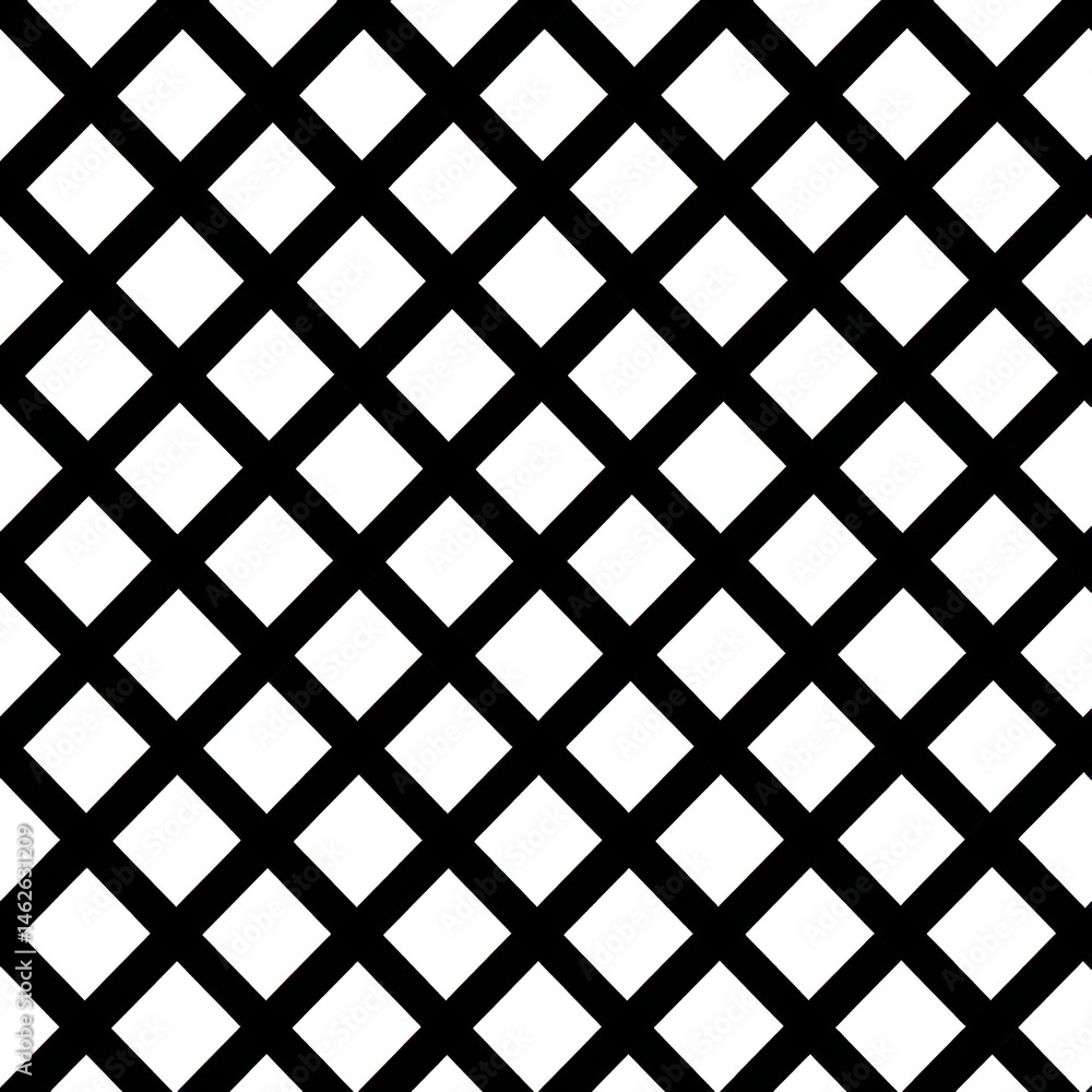 Seamless black lattice pattern with diamond shapes creates geometric and modern design, perfect for backgrounds or decorative elements