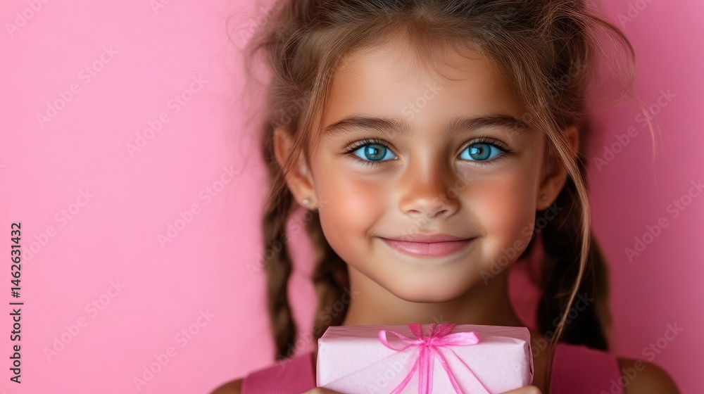 Smiling girl with gift Smiling girl with gift