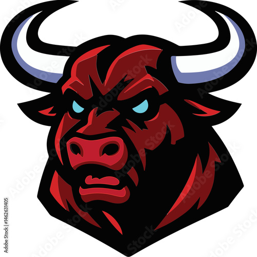 Aggressive Bull Head Mascot Icon – Red Ox Emblems for Esports and Branding