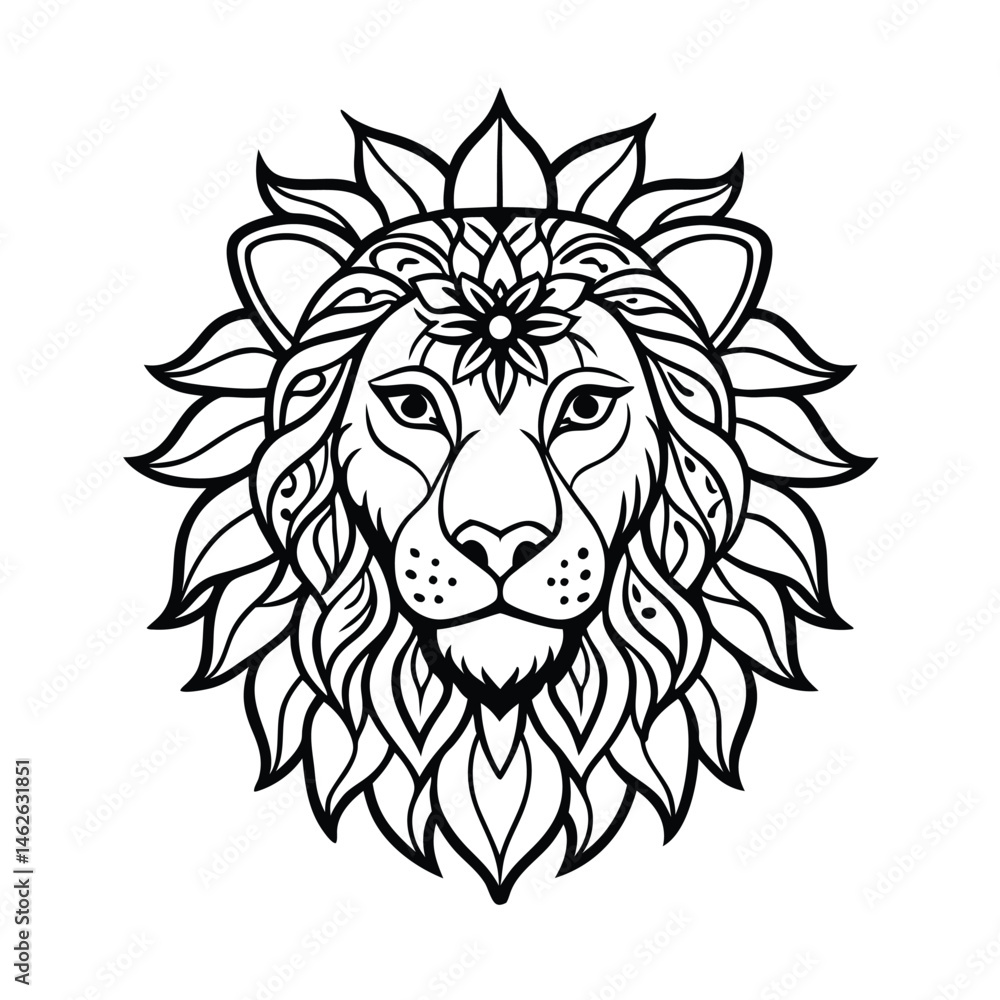 Obraz premium lion head vector illustration silhouette
