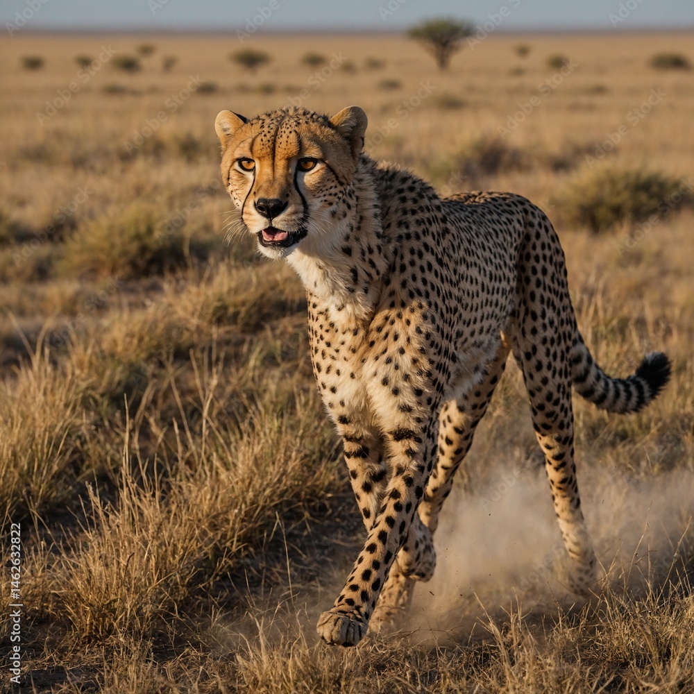 Naklejka premium Cheetah Running Across the Plains