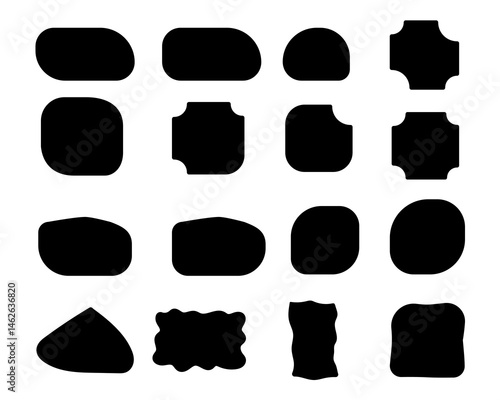 Abstract Organic Shapes Irregular Blob Frames, Amoeba Elements & Fluid Line Banners Hand Drawn Splashes & Geometric Speech Bubbles