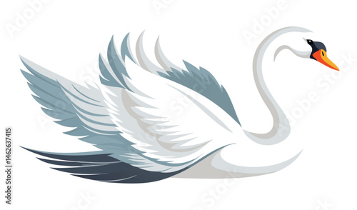 Elegant White Swan Gliding with Smooth Grace