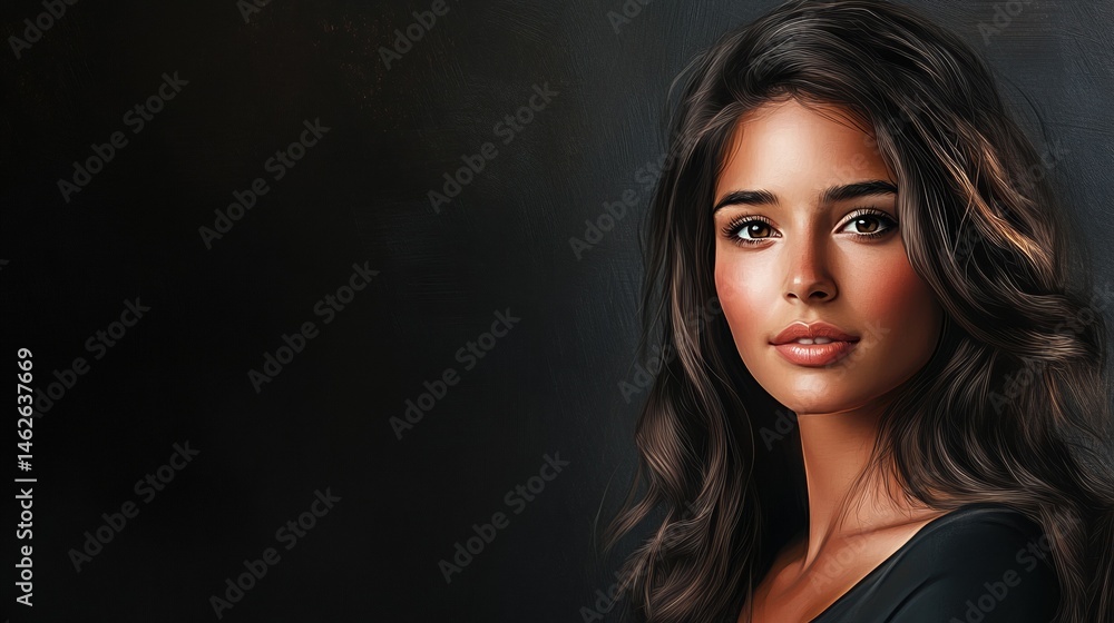 Portrait of a beautiful brunette woman on a dark background. Portrait of a beautiful brunette woman on a dark background.