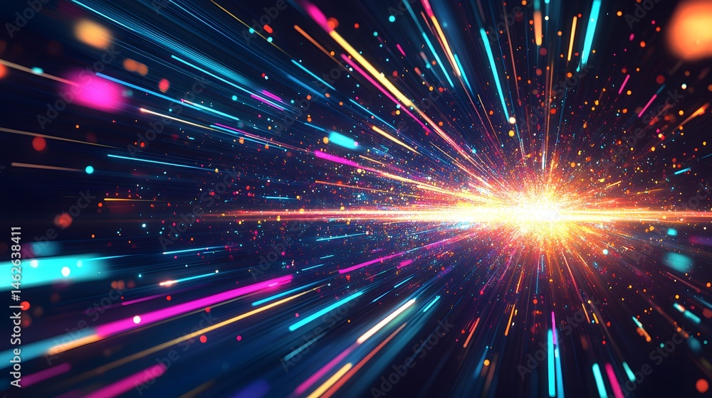 A vibrant, dynamic digital illustration of a radiant energy burst. A vibrant, dynamic digital illustration of a radiant energy burst.