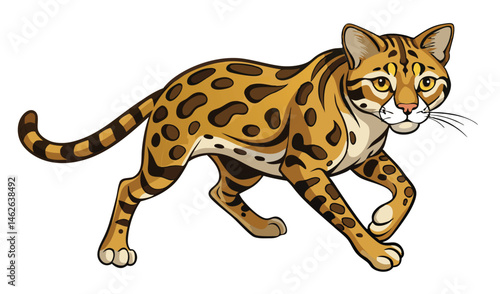 Leaping Ocelot with Rippling Spotted Coat