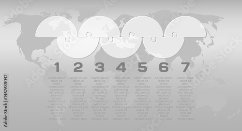 Seven steps line infographic, puzzle diagram
