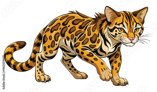 Ocelot Mid Swipe with Claws Out and Coat Flexing