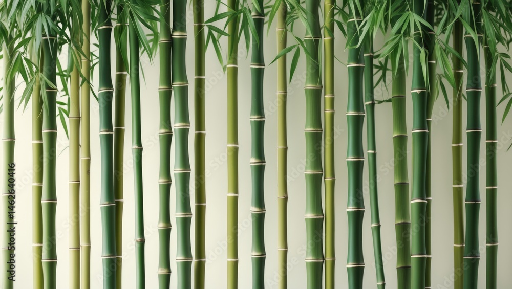 Fototapeta premium Bamboo with Green Background