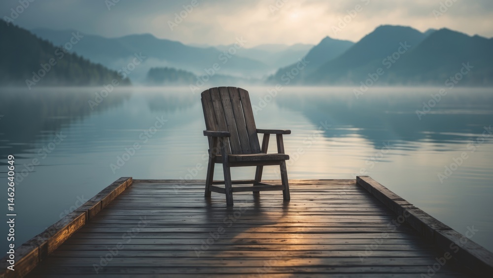 Wooden furniture: dock and chair Wooden furniture: dock and chair