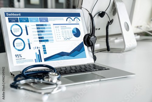 Canvas Print Business data dashboard provide business intelligence analytic for marketing str