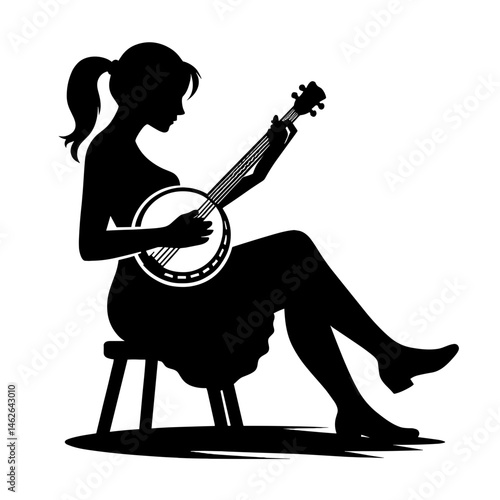 Girl playing banjo while sitting