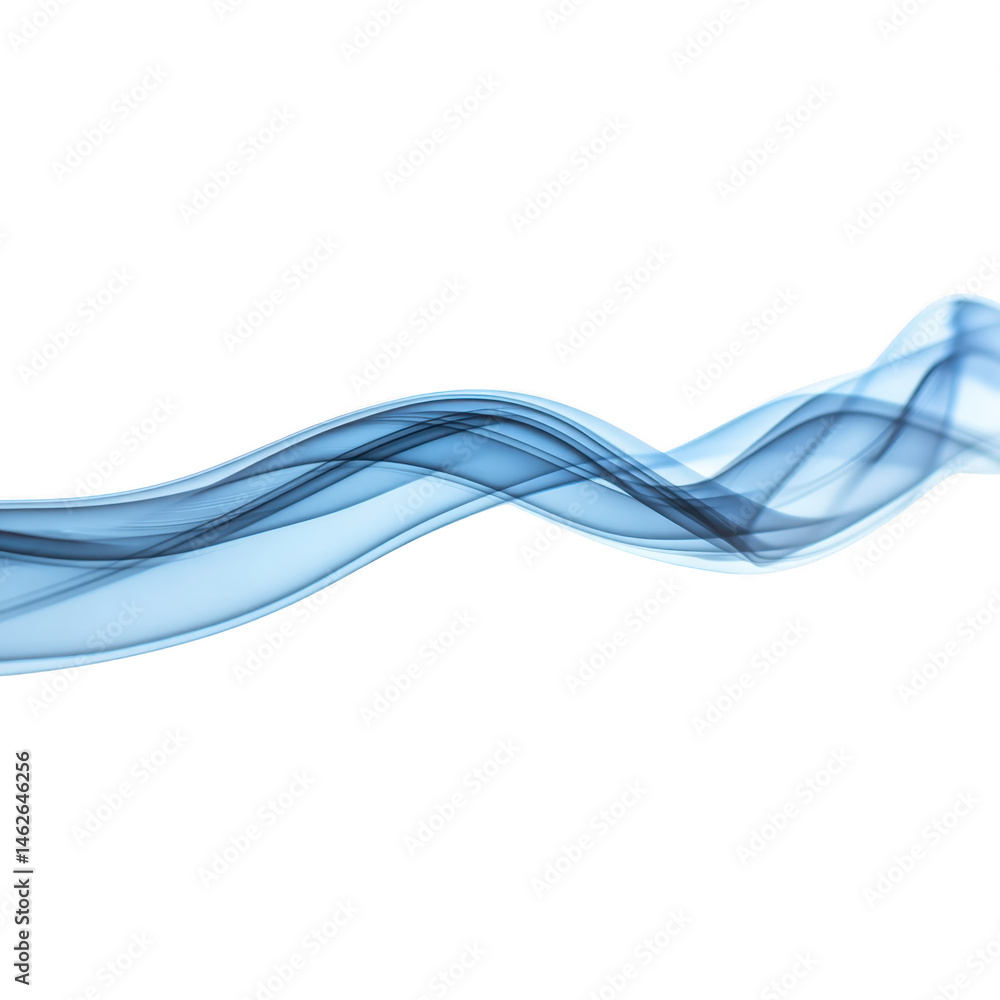 Fototapeta premium Smooth, flowing blue wave pattern on transparent background creates sense of movement and fluidity. abstract design features intertwining lines and curves, evoking sense of calm and elegance