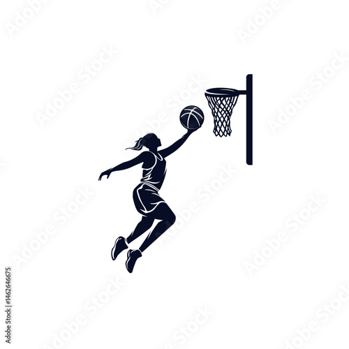 Basketball Woman Players with ball. Basketball club logo Design.