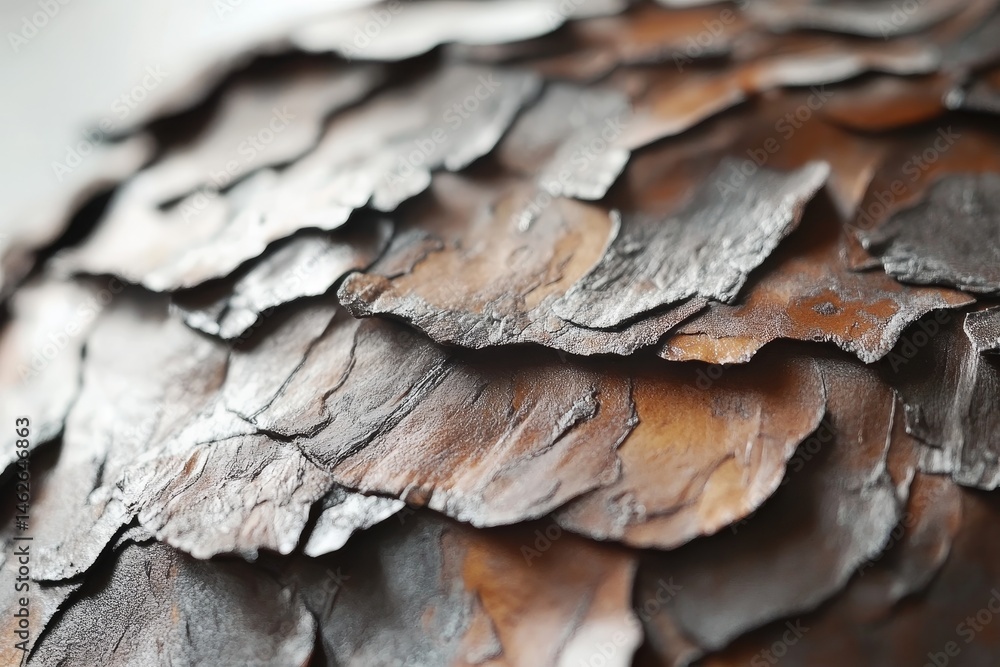 Close-up view of layered, textured bark patterns. Close-up view of layered, textured bark patterns.