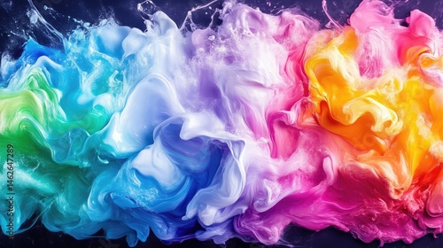 Vibrant abstract paint swirls in a spectrum of colors