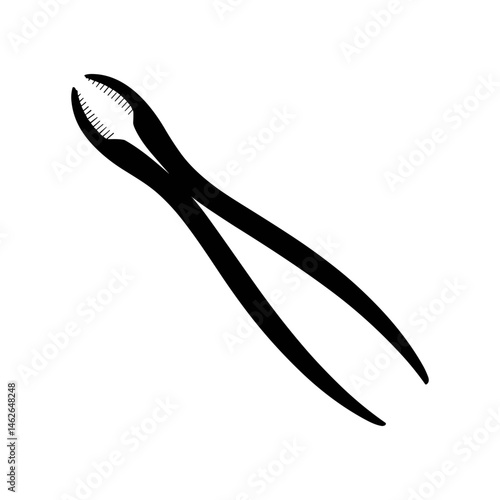 Dental Extraction Forceps: A precise illustration of dental extraction forceps, a crucial instrument in oral healthcare, symbolizing the careful procedures of dental medicine.
