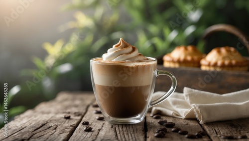 Glass Cup of Mocha Coffee Presented on the Table