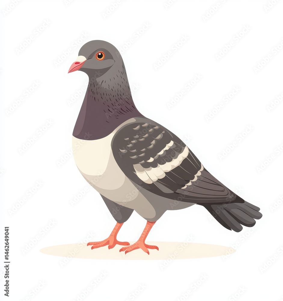 Obraz premium cute gray pigeon cartoon vector illustration on white background. international day of living together in peace