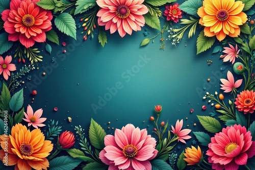 Intricate floral design flawlessly repeats, creating a lush, botanical background , retro, bloom