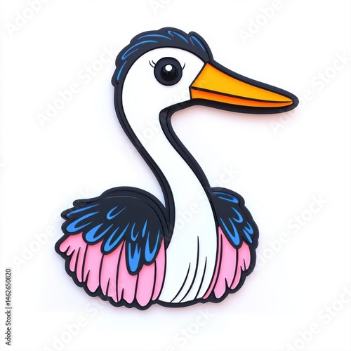 Colorful Illustrated Bird Character with Bright Features for Creative Designs