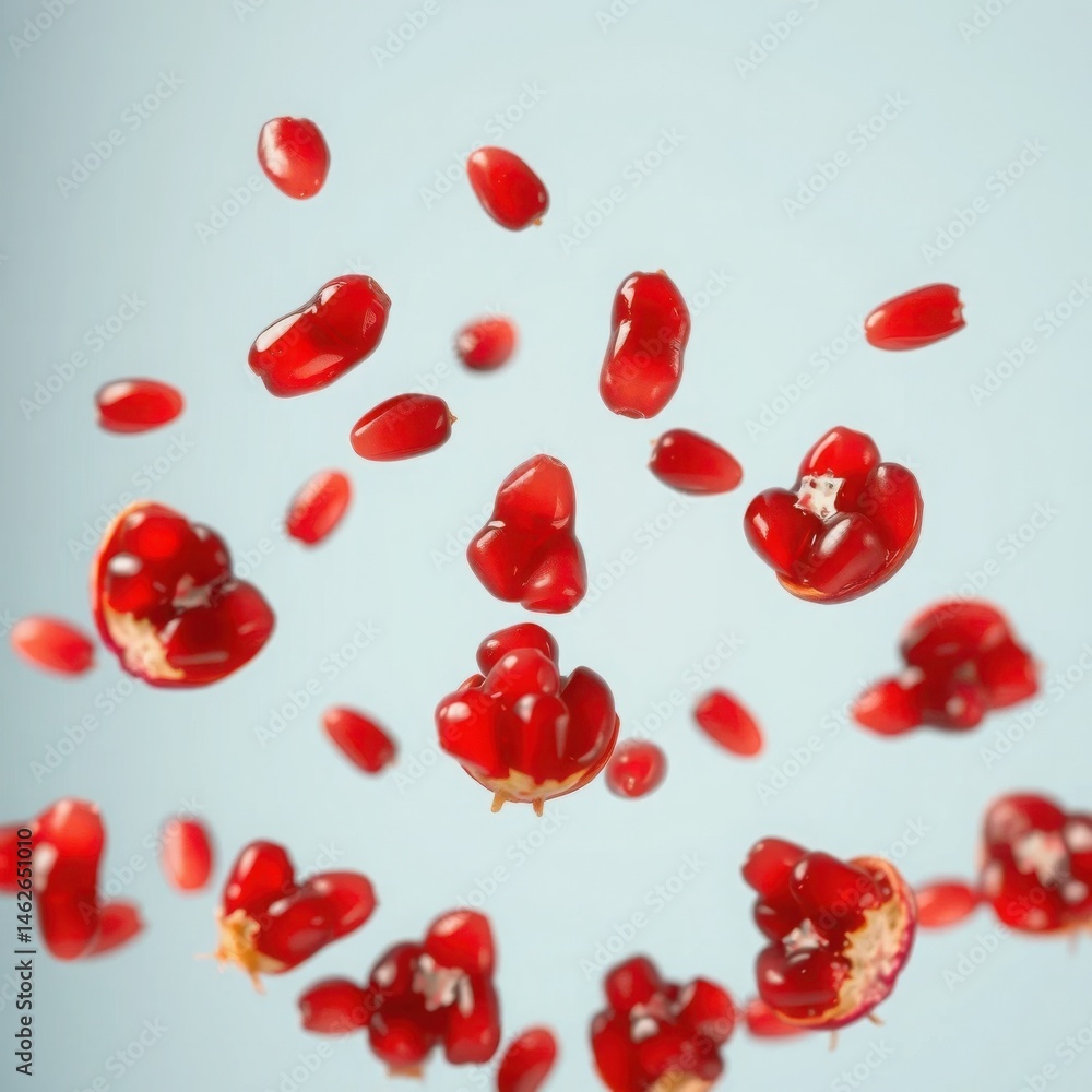 Pomegranate Seeds and Arils Falling Pomegranate Seeds and Arils Falling