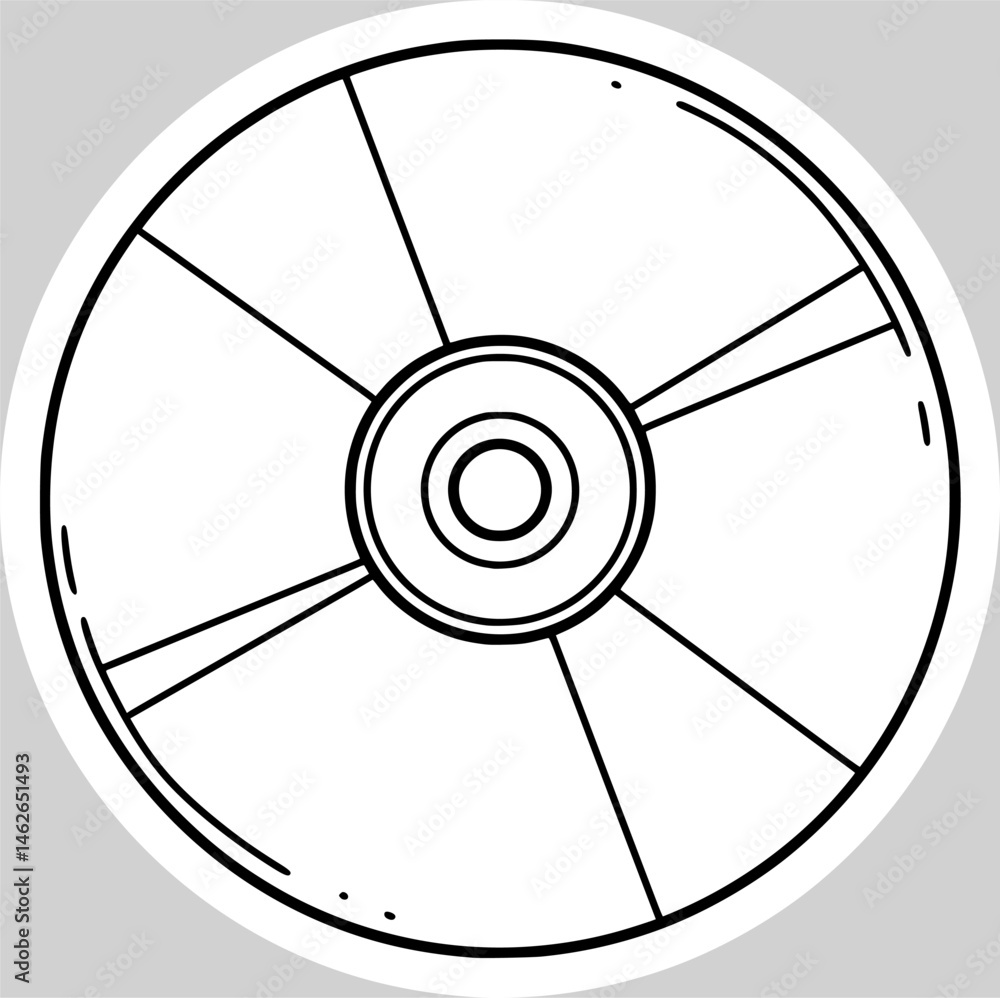 Obraz premium Single compact disc hand drawn vector illustration. Digital data storage concept.